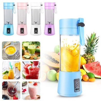 \Rechargeable Portable Mini Juicer Blender – 6 Blades, 380ml Outdoor Juicing Cup [Random Color]