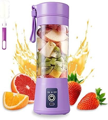 \Rechargeable Portable Mini Juicer Blender – 6 Blades, 380ml Outdoor Juicing Cup [Random Color]