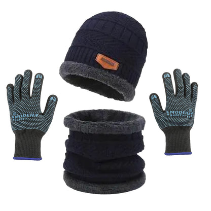 Premium Knitted Beanie Cap, Neck Gaiter And Touchscreen Gloves Combo Pack | Complete Winter Essentials For Cold Weather Protection (Brown)
