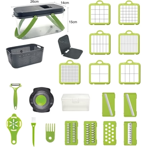 Kitchen Multifunctional Vegetable Cutter 22 Pcs Set | Slicer, Shredder, Dicer For Onion, Potato, Fruits & Vegetables | Household Food Chopper Set